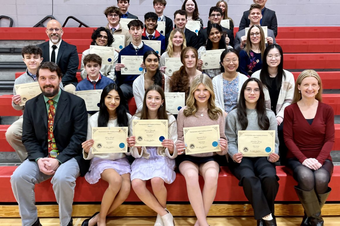 First row (Left to right):Mr. Justin Vincent, Shreeya Parikh, Marissa Yamulla, Gabriella Carsia, Madalynn Young, Ms. Michele Tyburski. Second row: Andrew Pedri, Gavin Serock. Arushi Solgama, Cedra Abdulrahman, Diane Kim and Winni Zheng. Third row: Mr. Michael Mele, Hasan Arain, Joseph Mayernik, Madelyn Young, Yeleiny Paniagua, Mrs. Shannon Falcheck. Fourth row: Caleb Skuba, Rishi Patel, Daniel Griffith, Kiyan Paknezhad, Ian Composto. Fifth row: Jozef Dovicak, Evan Pedri, Christina Chrin, Kenedy Lutz and Kasra Paknezhad.