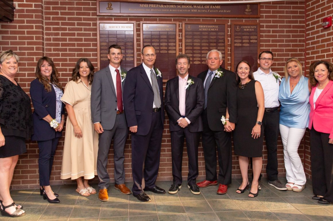 From left to right: Director of Advancement Kim McNulty, Atty. Rebecca L. Warren ’84, Devan A. McCarrie ’14, Cory Z. Rogers ’15, Brian G. Lucas ’84, Atty. Brian S. Rosen ’75, Nicholas L. Dei Tos ’71, Nina Dei Tos Zanon ’01, James Harley Gliem ’12 (Grandson of Richard A. Mikula ’68), Lynn Gliem (Daughter of Richard A. Mikula ’68), and Head of School Theresa Long.