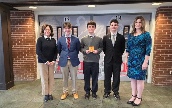 This year’s Best of the Best finalists. From left to right: Mrs. Theresa Long, Philip Benyo, Andrew Pedri, Ethan Ungemach, and Mrs. Katherine Zucco.