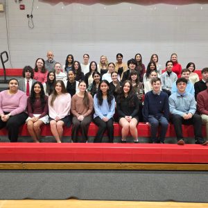 PJAS Group shot Row 1 (Front): Arianny Nieves, Shreeya Parikh, Marissa Yamulla, Anna Drobnock, Siya Patel, Olivia Moore, Robert Brighthaupt, Andrew Pedri, and Gavin Serock. Row 2: Gavyn Corchado, Kamila Zea, Gabriella Vasquez, Sahiba Kaur, Megan Yamulla, Keirsi Mooney, Riley Mason, Jackson Moore, and Angel Reymunde Wittmer. Row 3: Christina Chrin, Anna Zaroda, Madalynn Young, Sharon Zhuang, Katherine Arias, Justin Park, Ruhani Shah, Lance Lispi, and Denna Stellar. Row 4 (Back): Mr. Michael Mele, Arushi Solgama, Alexis Bleiler, Madelyn Young, Yeleiny Paniagua, Ava Genetti, Cedrah Abdulrahman, and Ms. Michele Tyburski (PJAS Advisor and Science Instructor). Missing from photo: Gabriella Carsia, Kenedy Lutz, Zachary Naugle, and Ian Composto.